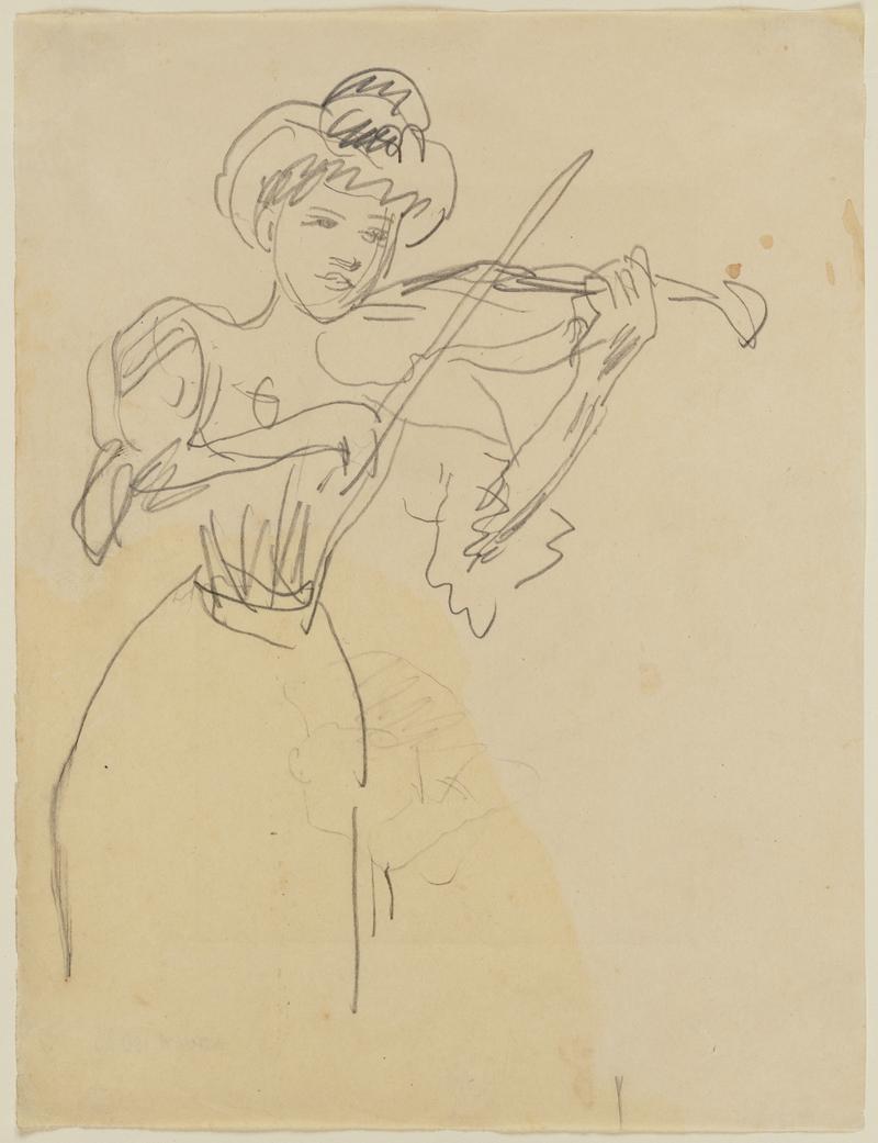 Woman Standing Playing Violin