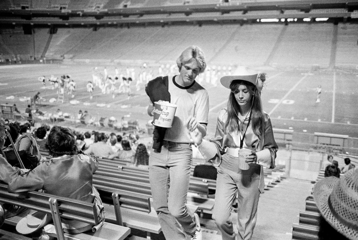 USA. ARIZONA. Tempe. An evening High School Mass Band Contest in the ASU  football stadium. 1979.