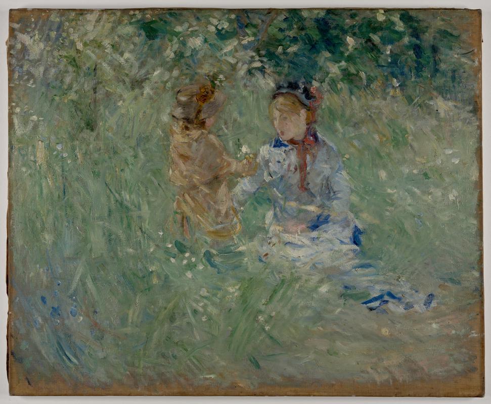 Woman and Child in a meadow at Bougival