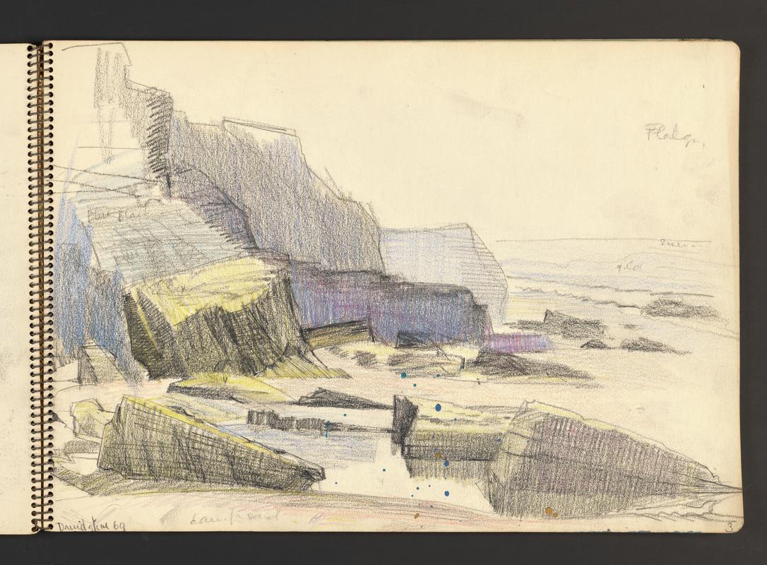 Sketchbook: Broadhaven, Druidstone, St Brides, Renney Slip, Grassholm, ship on rocks, scallops