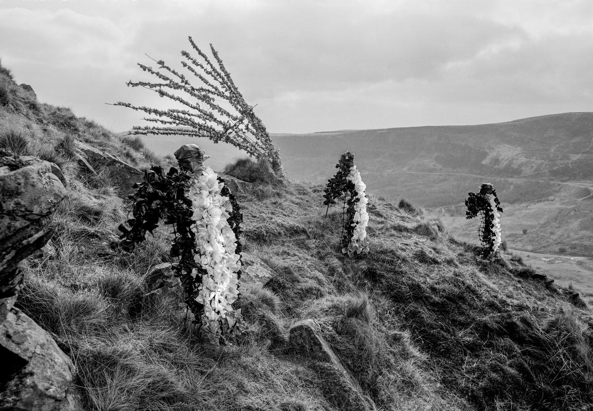 GB. WALES. Treherbert. Primitive sculptures made by a local council worker who&#039;s job was to look after the cliff face on the road above the town. 1993