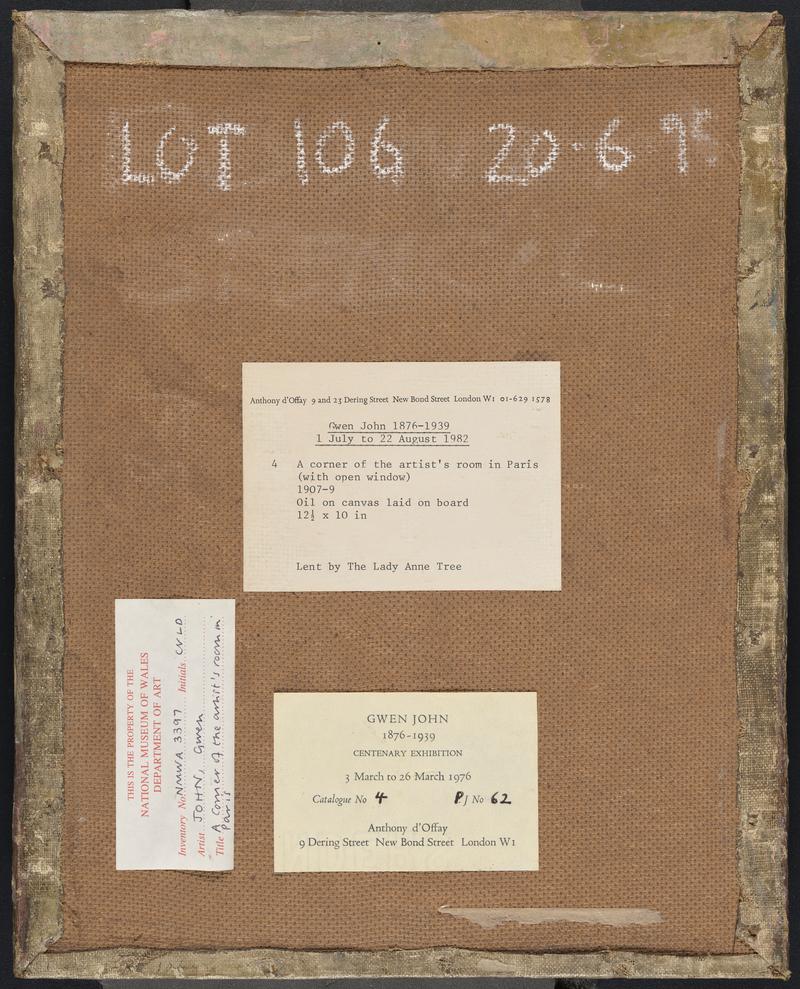 A corner of the artist's room in Paris