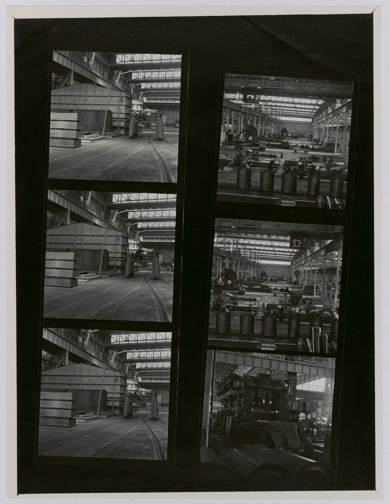 Printed Contact Sheet of Medium Format (60mm x 60mm - 120 Film) Negatives. Photographs of steelworks and South Wales