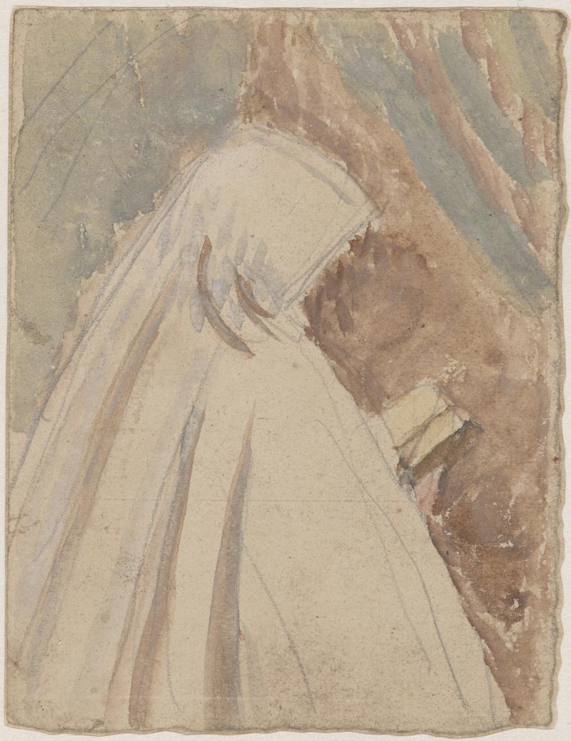 Nun holding a book, seen from behind
