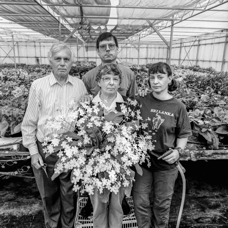 Rex, Cynthia, Gareth and Lynne Dibley. Photo shot: Dibley&#039;s nursery, Ruthin, 13th August 2002.