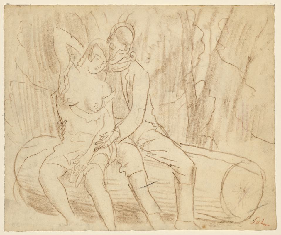 Lovers Seated on a Log