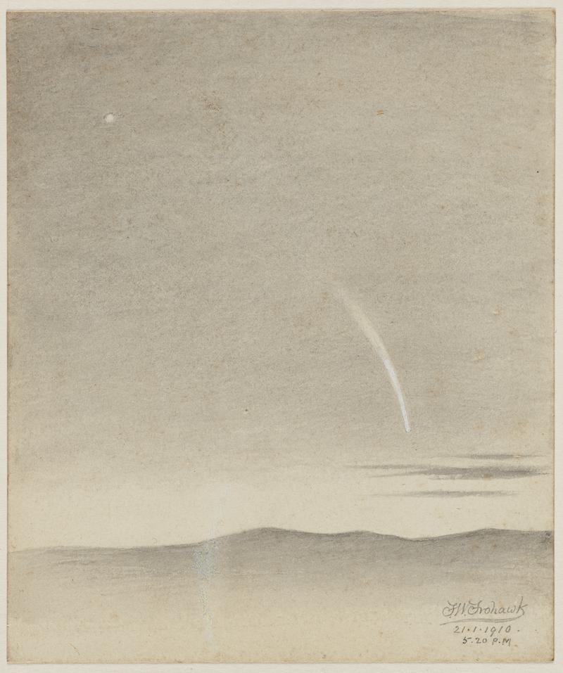 The new comet as seen by the naked eye, 5.20pm January 21st 1910 at Rayleigh, Essex