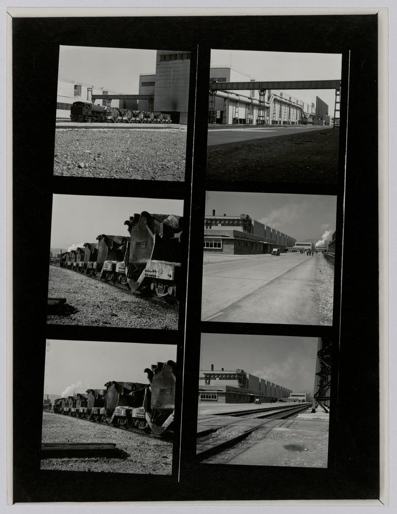 Printed Contact Sheet of Medium Format (60mm x 60mm - 120 Film) Negatives. Photographs of steelworks and South Wales