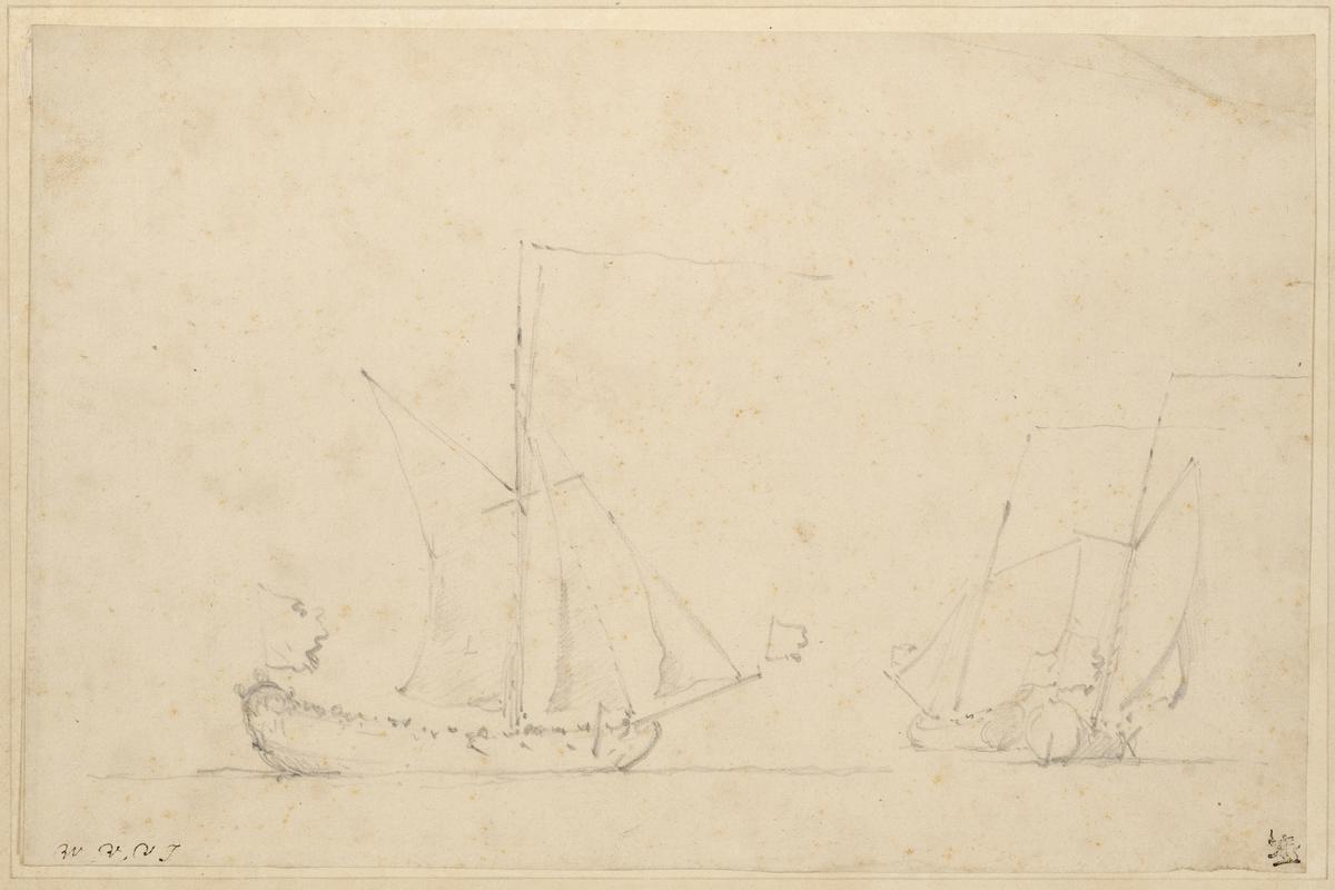 Sketch of Three Small Sloops at Sea