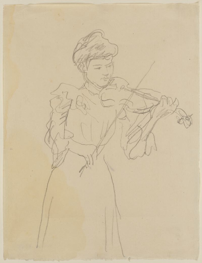 Woman Standing Playing Violin