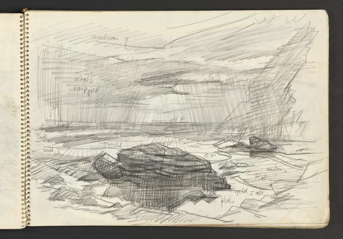 Sketchbook: West Hook Farm, Renney Slip, Marloes, St Ishmaels, cottage at Martin's Haven, Monk Haven, Nashdom Abbey grounds, Nicola feeding George, Penty Parc, radishes
