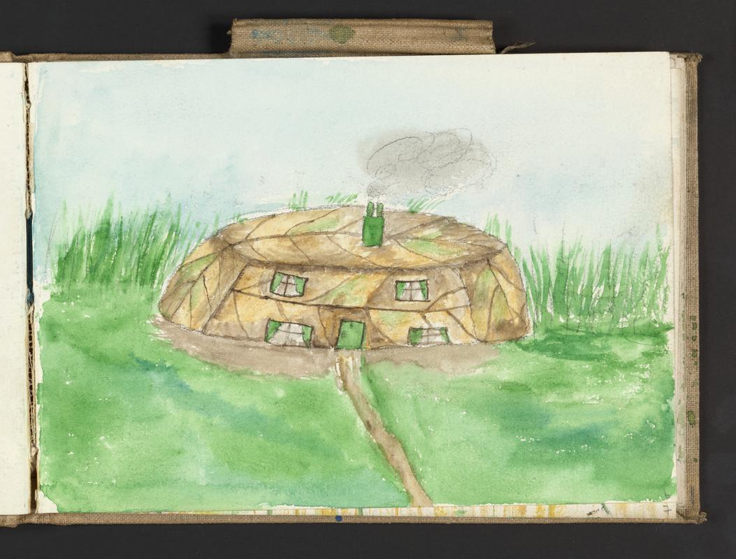 Sketchbook: The Story of Stella and Michael Butterfly and The Adventures of Tommy Brock, written & illustrated by RHJ; drawings of school friends; holidays in Southbourne