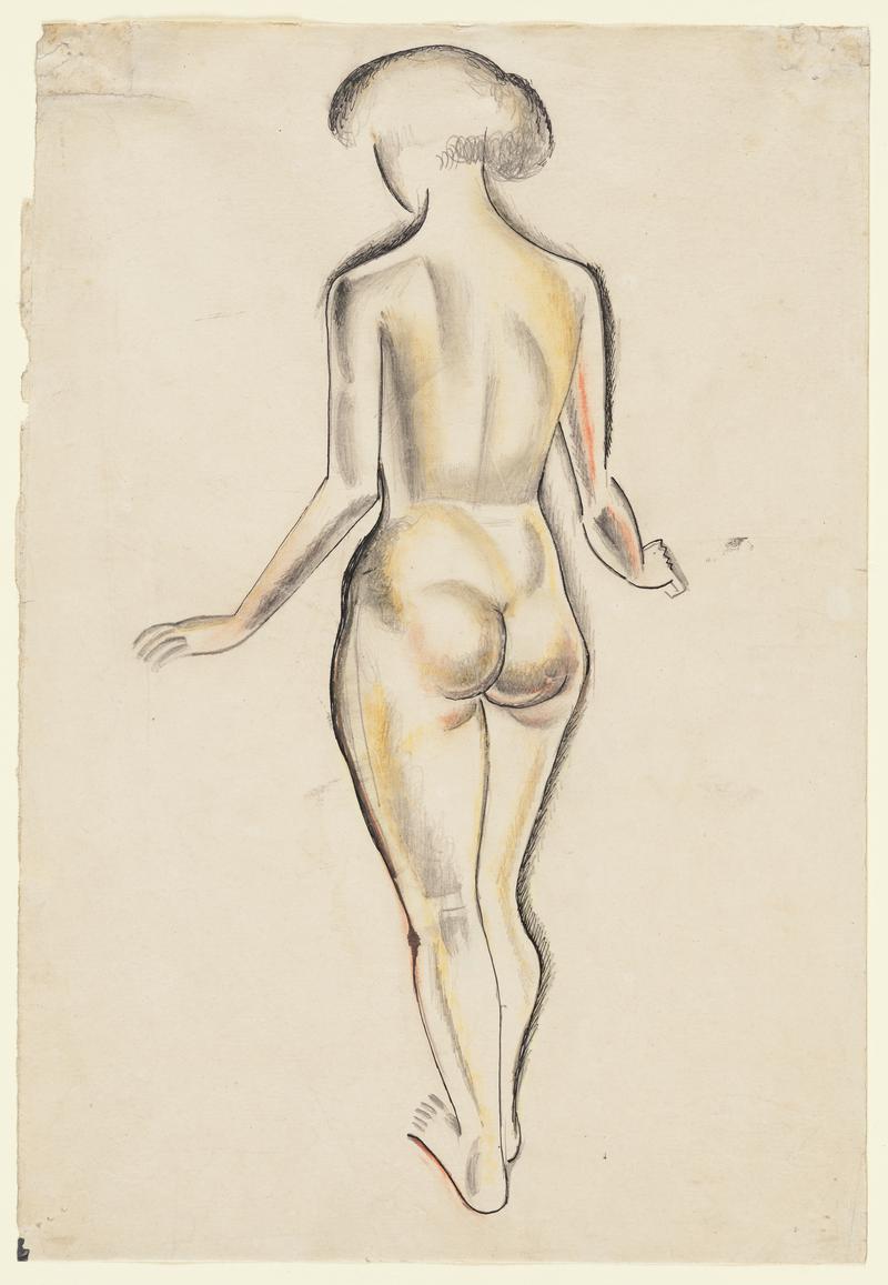 Standing Female nude, viewed from behind