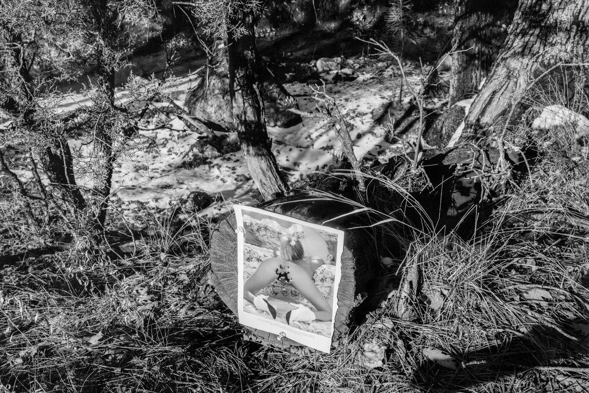 USA. ARIZONA. Tonto Forest. PentHouse magazine, Redneck shooting target in the Tonto Forest. 1994.