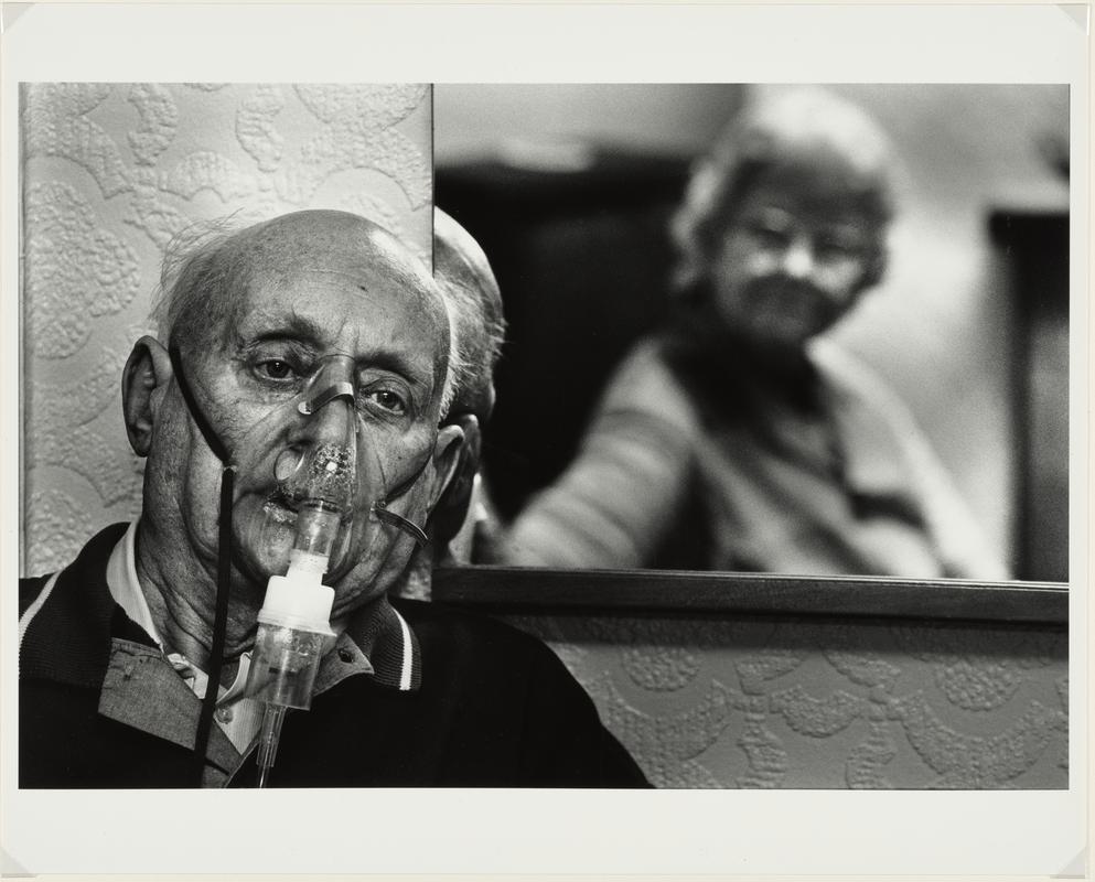 Miner with oxygen mask, 1993 Rhondda