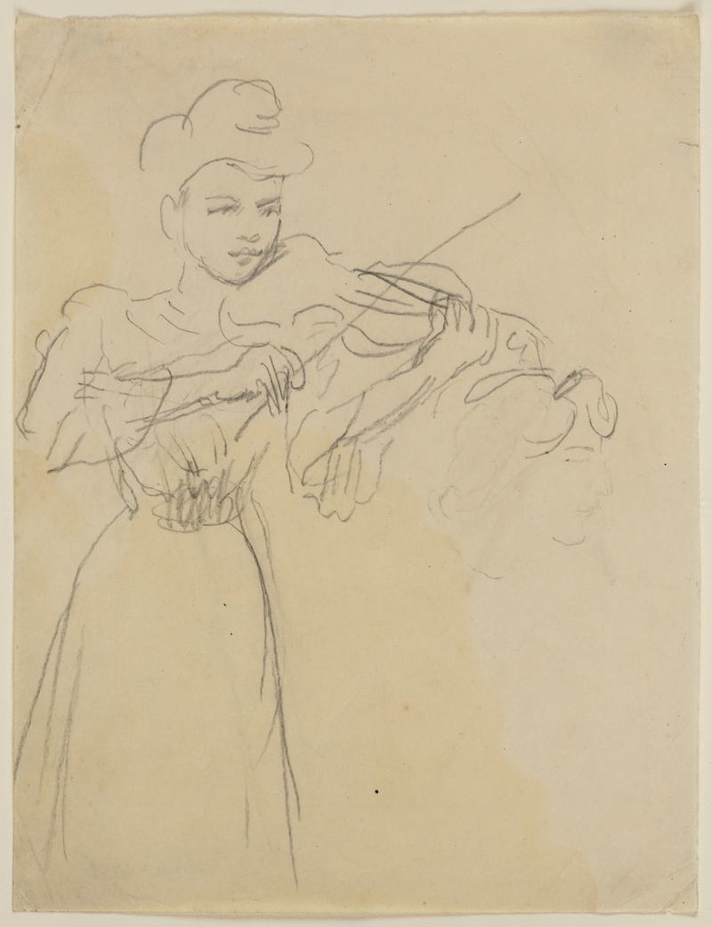 Woman Standing Playing Violin