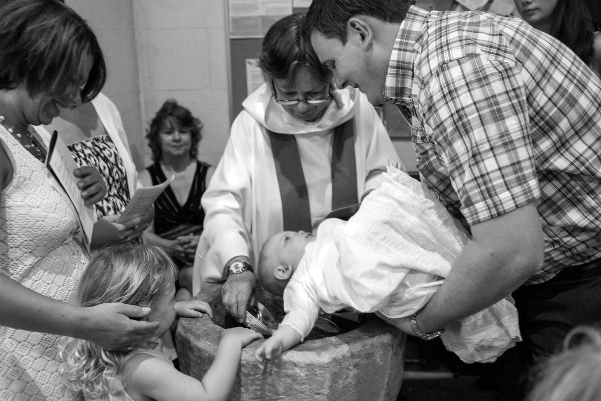 GB. WALES. Tintern. Christening at St Michael&#039;s church of Theo Klinkert. 2013.