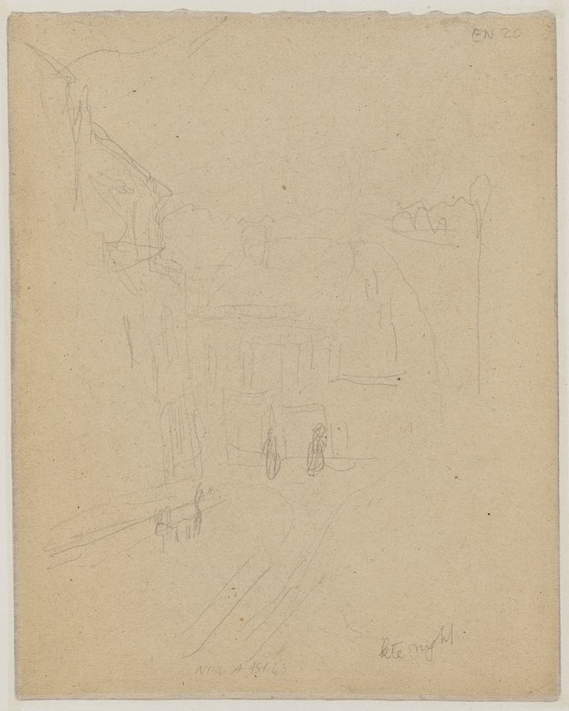 Man seated with umbrella