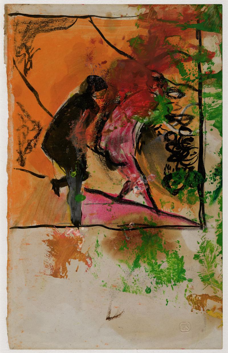 Figure in a chair in a garden
