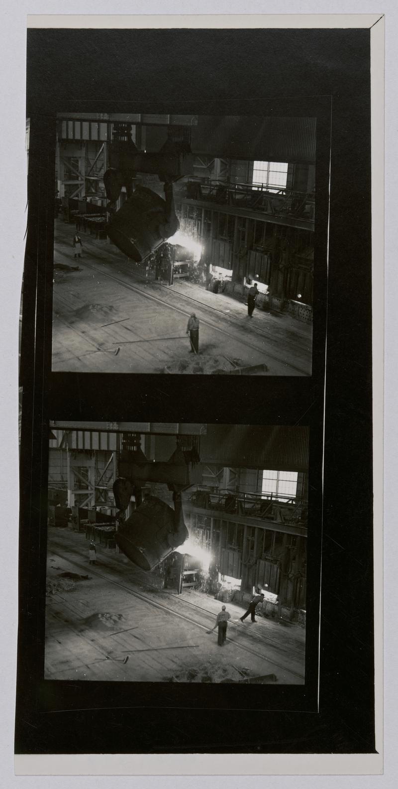 Printed Contact Sheet of Medium Format (60mm x 60mm - 120 Film) Negatives. Photographs of steelworks and South Wales