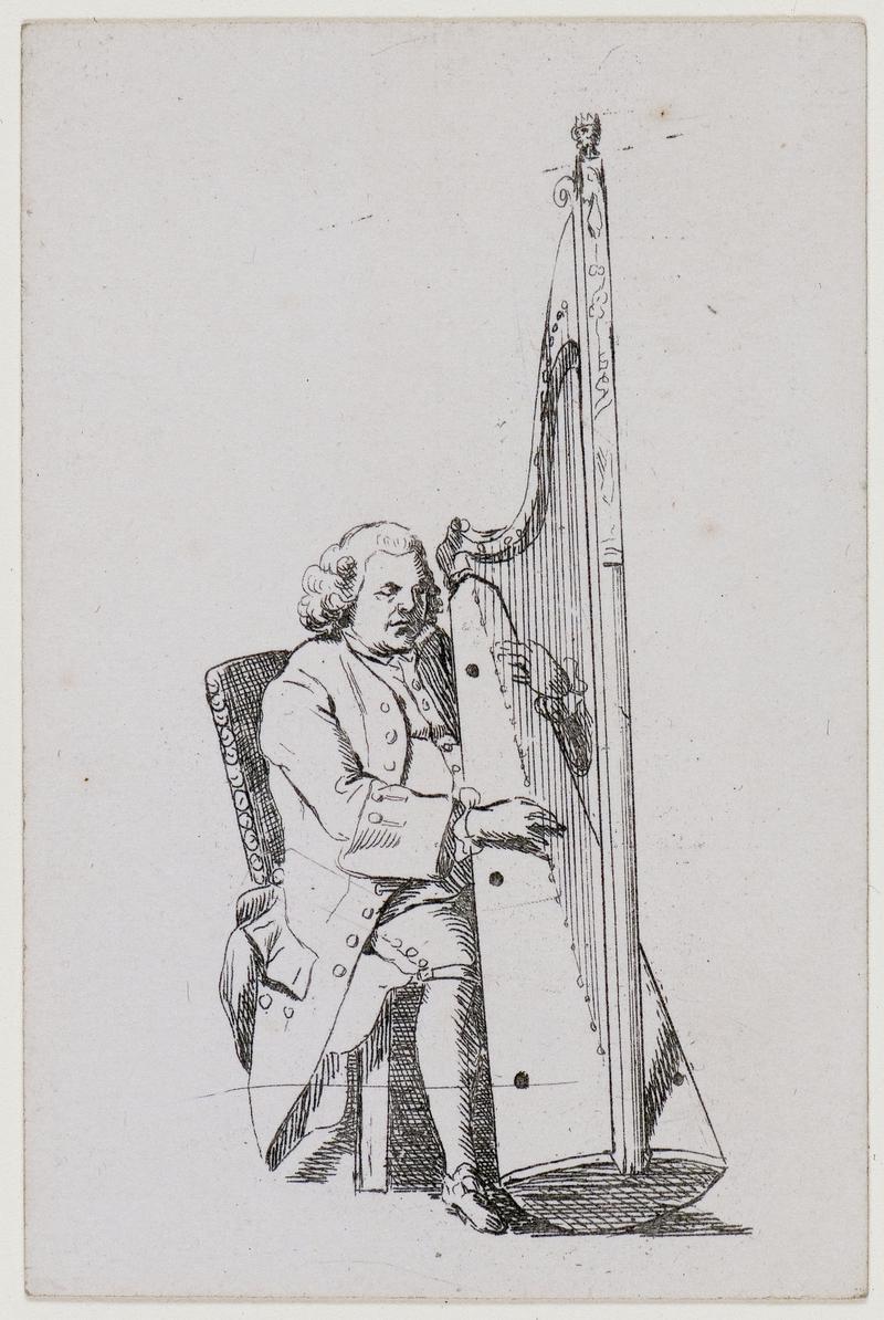 John Parry playing the harp