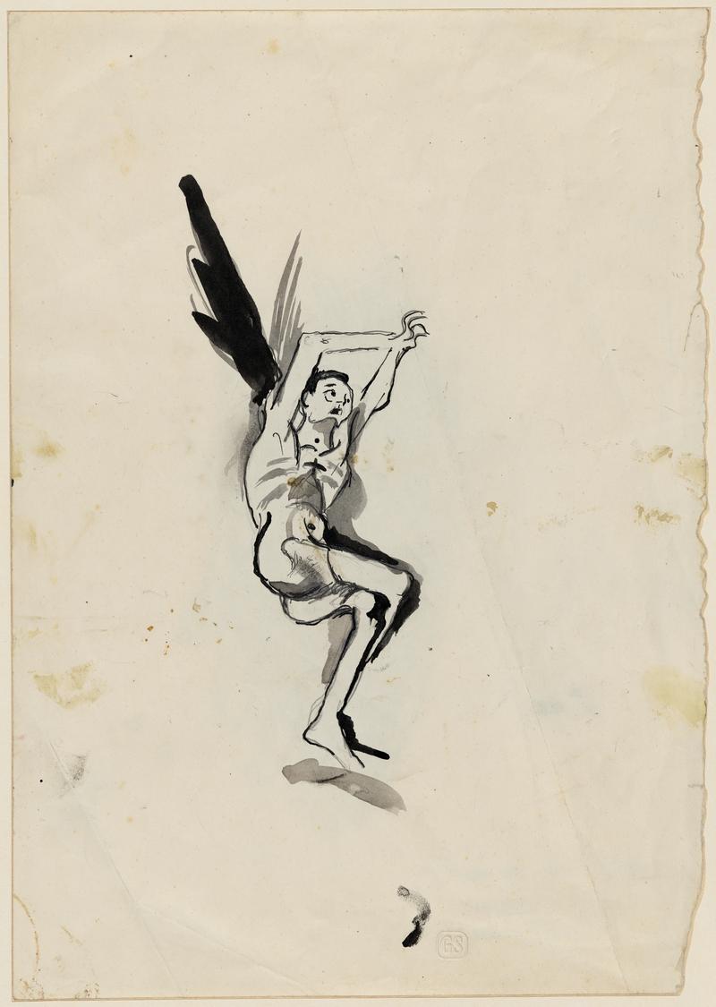 Study of a man with hands raised and tied