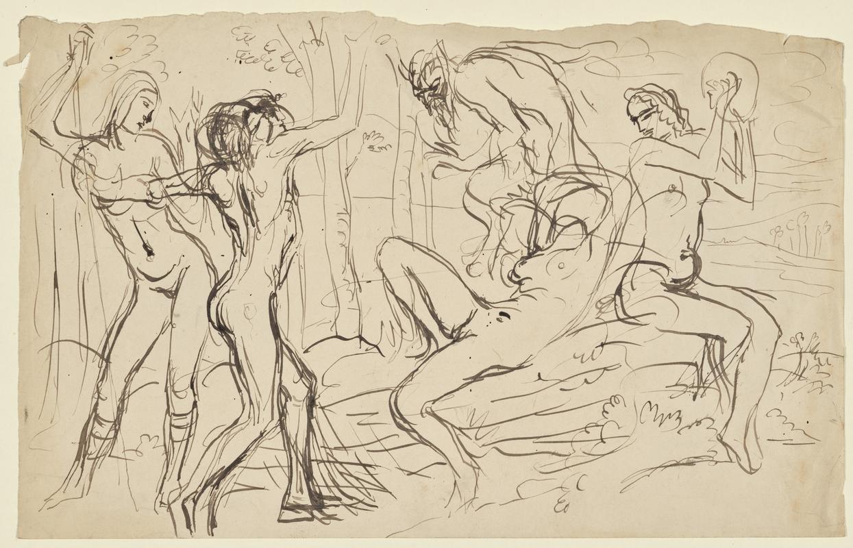 Female Nudes and a Satyr in a Landscape