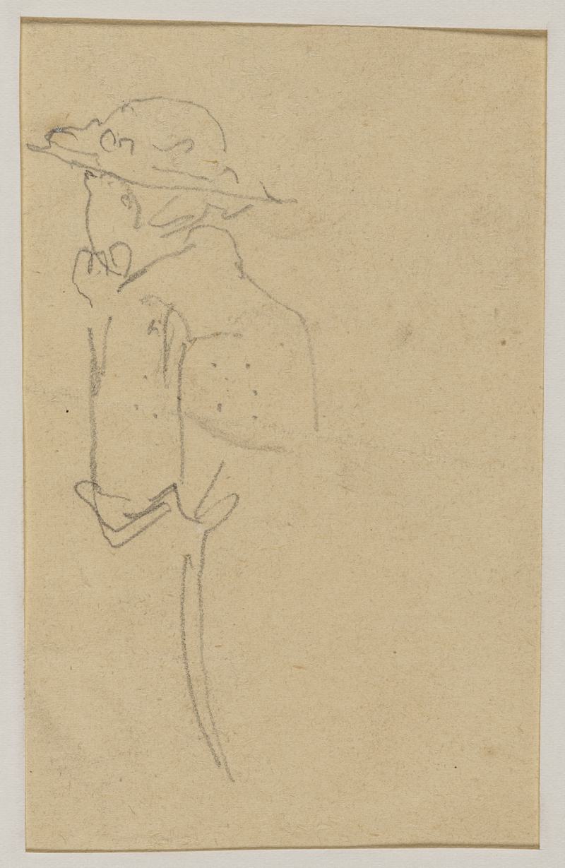 Study of woman's head wearing a hat