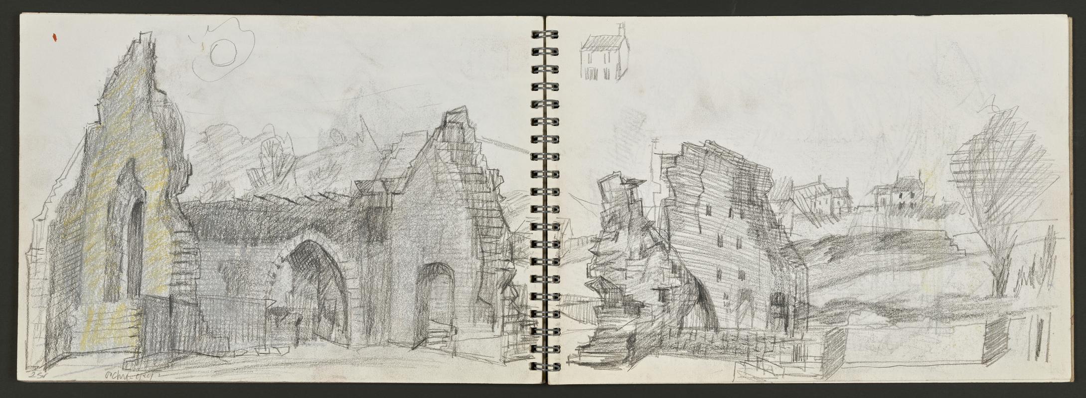 Sketchbook: Monk Haven & folly, St Ishmael's Church, wood in Freystop, St Dogmael's Abbey