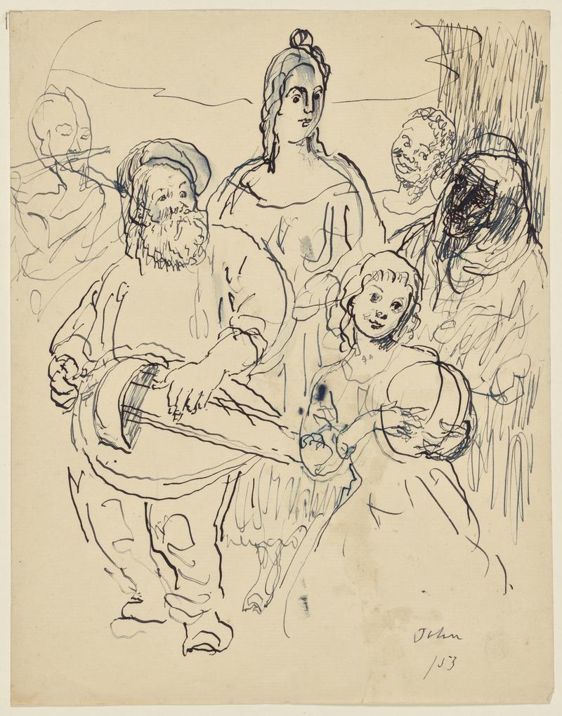 Old Musician surrounded by Female Figures
