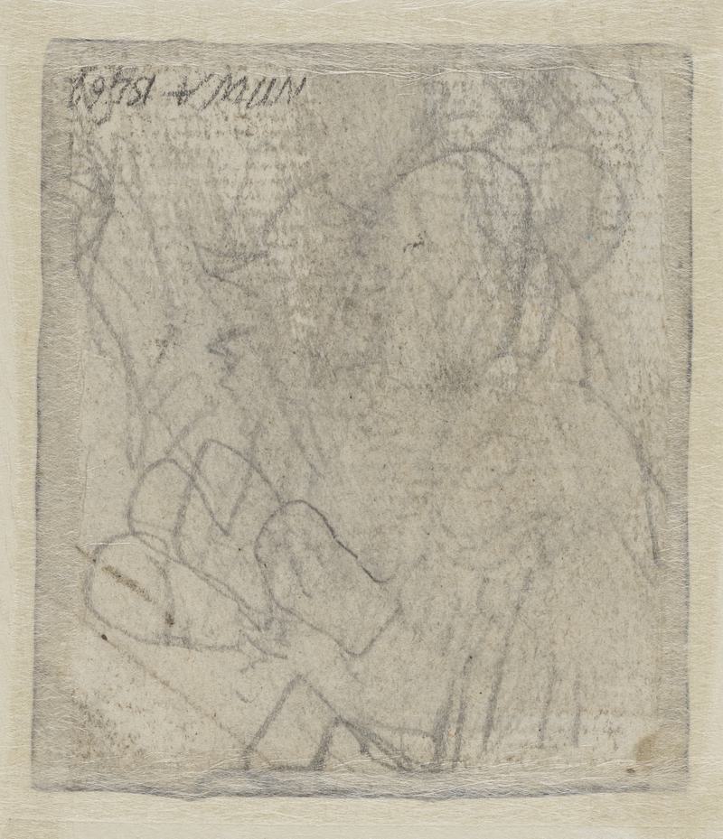 Figure with head in hands
