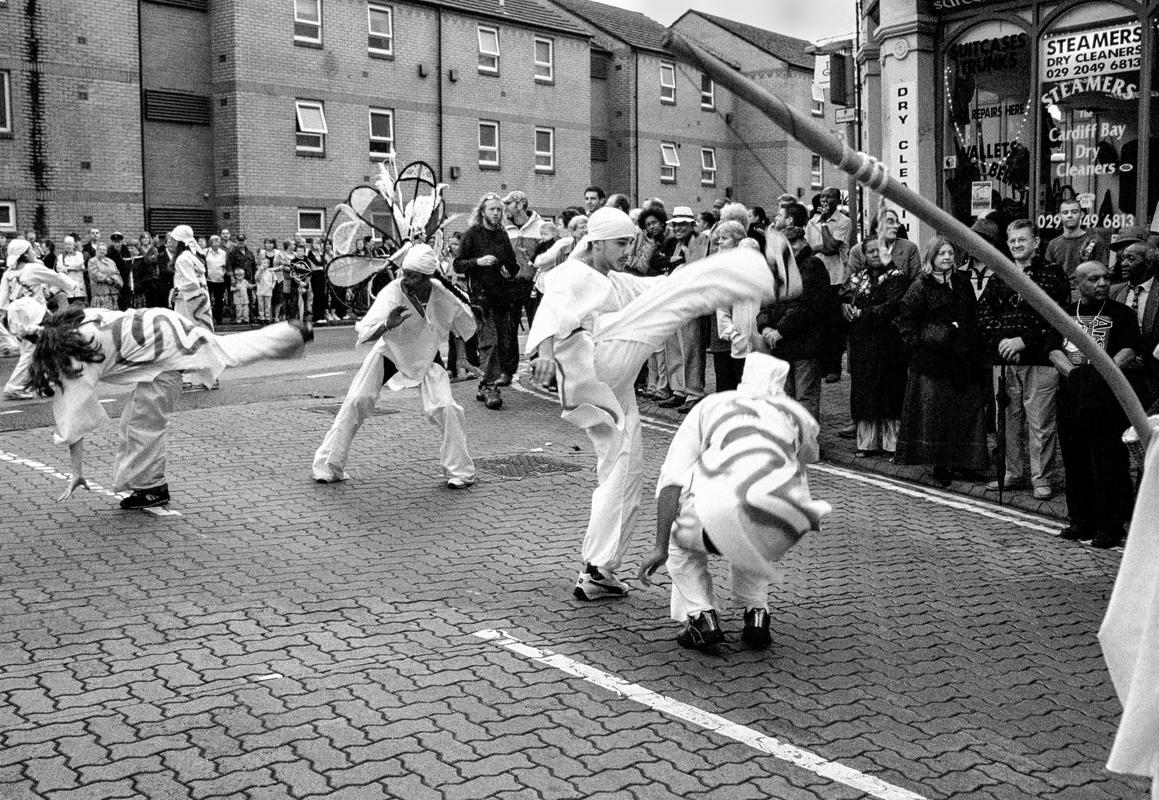 GB. WALES. Cardiff. Butetown - once know as &#039;Tiger Bay&#039;. Carnival 2003 - Corner of James Street and West Bute Street. 2003.