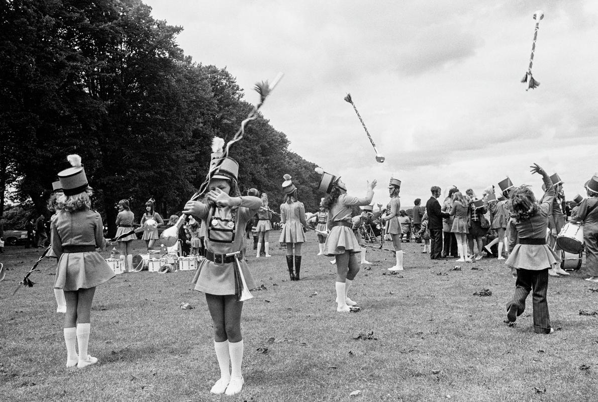GB. WALES. Cardiff. Miners Gala. Marching band practice. 1974.