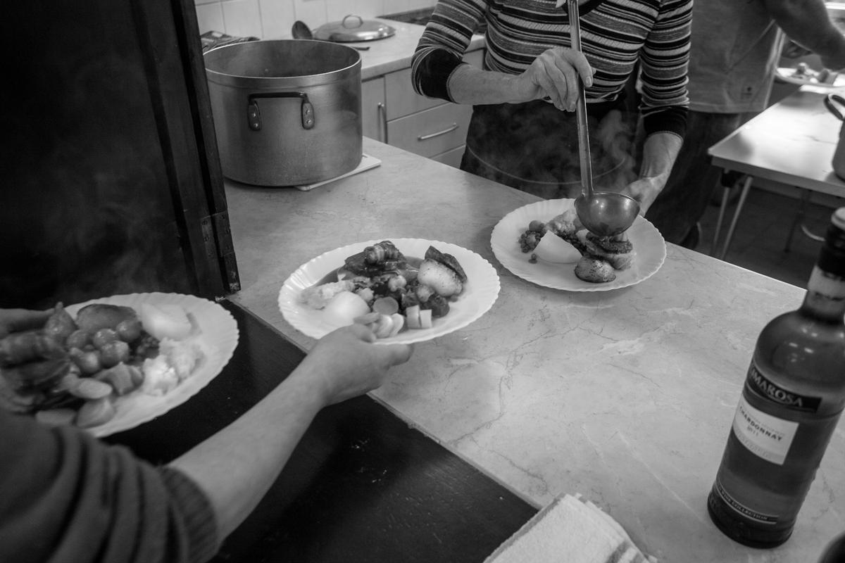 GB. WALES. Tintern. Over 60&#039;s lunch in the Village Hall. 2012.