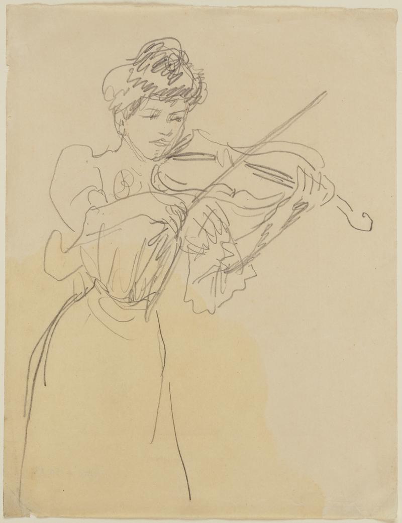 Woman Standing Playing Violin