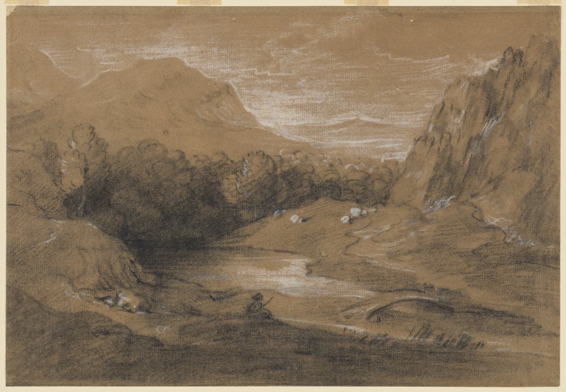 Wooded Mountain Landscape with Shepherd and Sheep