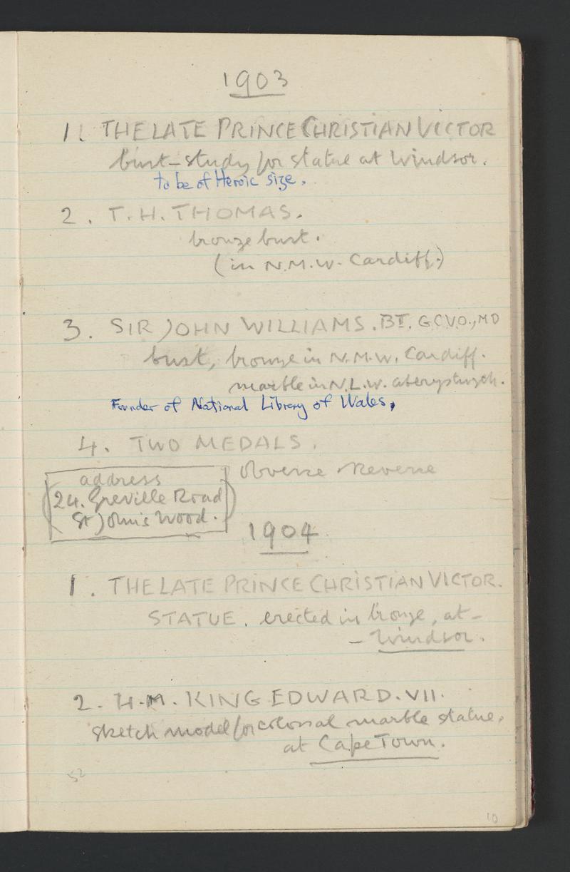 Catalogue of Works sent to Royal Academy Exhibition by Sir W. Goscombe John