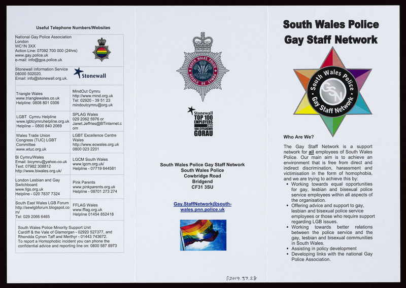 South Wales Police Gay Staff Network leaflet (recto)