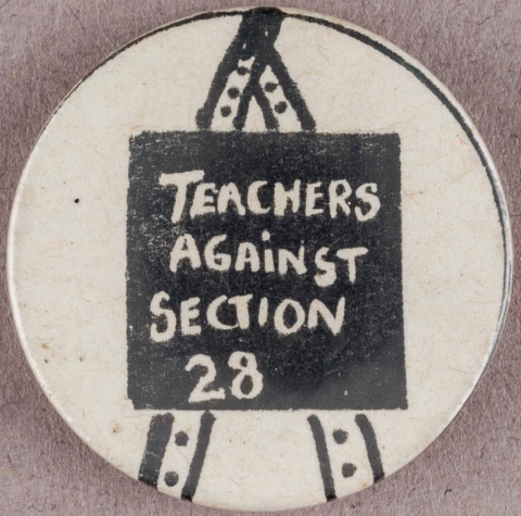 'Teachers against Section 28' badge