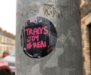 Photograph of sticker on a lamppost
