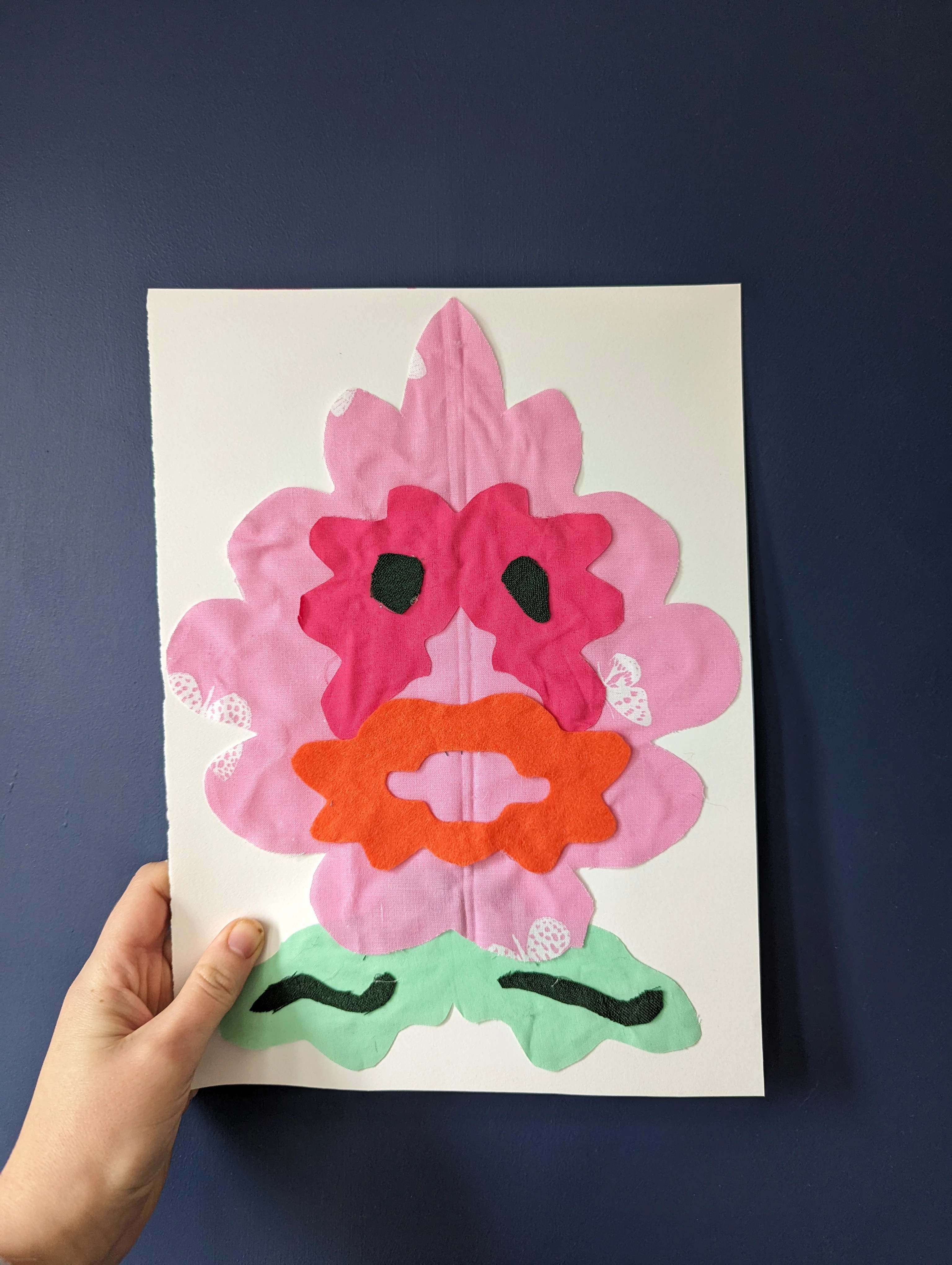 An example of an artowrk created by Ella Louise Jones, made out of pieces of material 